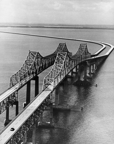 The Sunshine Skyway Bridge In Florida 1954