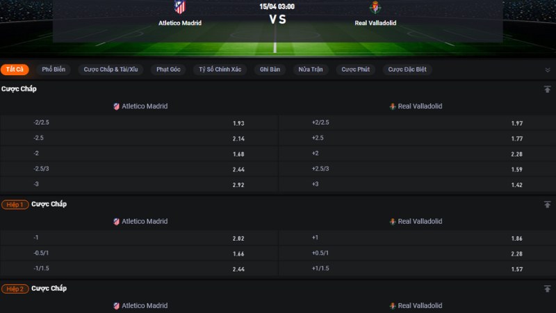 Atletico Madrid vs Real Valladolid