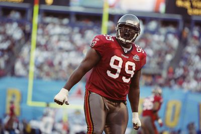 Sapp celebrates sack