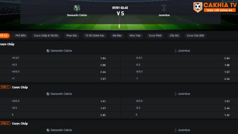 Sassuolo vs Juventus